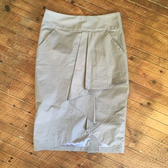 Reiss faux wrap tan elevated basics minimalist pencil skirt - Picture 1 of 3